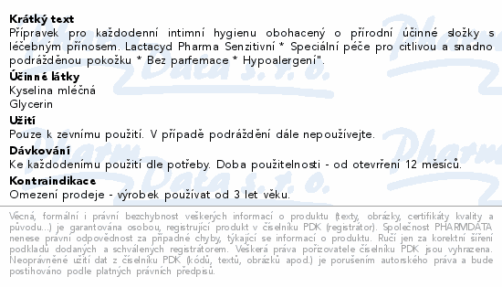 Lactacyd Pharma senzitivní 250ml