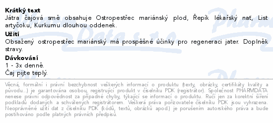 Megafyt Bylinková lékárna Játra čaj.směs 20x1.5g