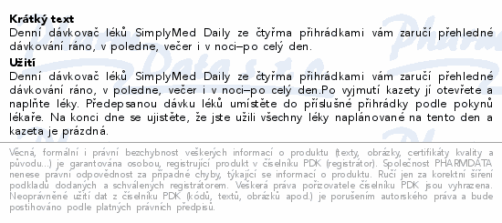 SimplyMed Daily dávkovač léků denní