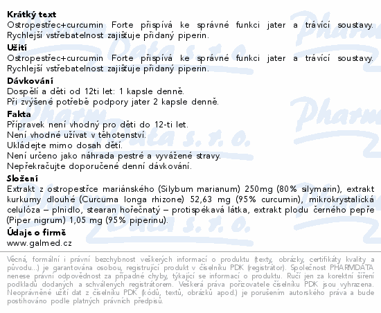 Ostropestřec+curcumin forte cps 120+20 Galmed