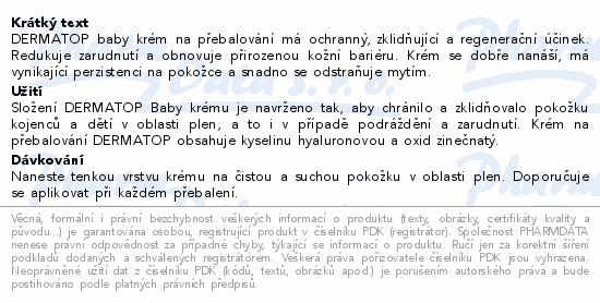 DERMATOP baby cream krém na přebalování 100ml