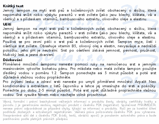 ARPALIT Neo šamp. s antip.složkou a bambus.ex.250