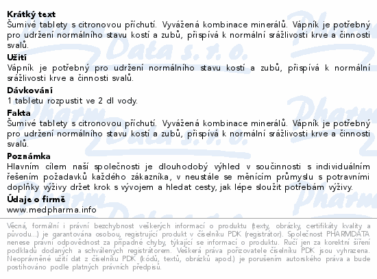 MedPharma Vápník 400mg Mg+Zn+vit.D tbl.eff.20