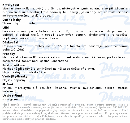 Thiamin tbl.30x50mg Galmed